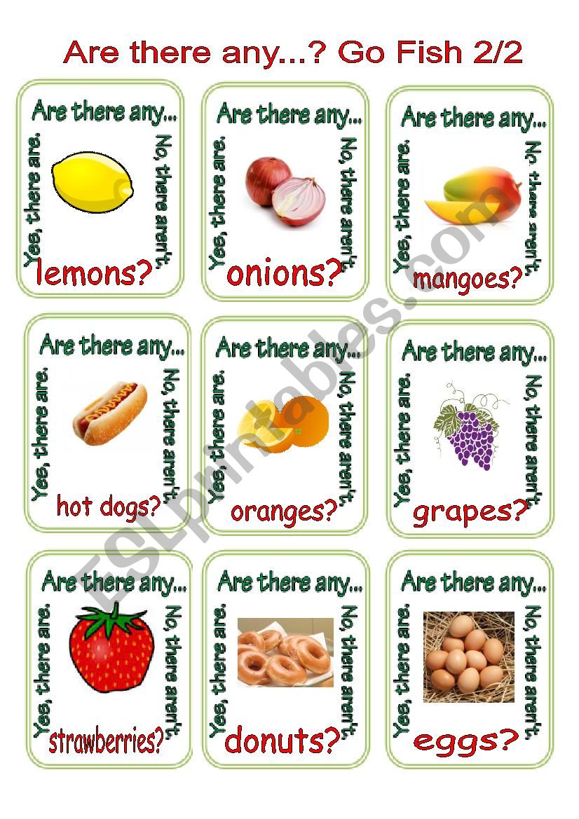 Are there any...? Go Fish 2/2 worksheet
