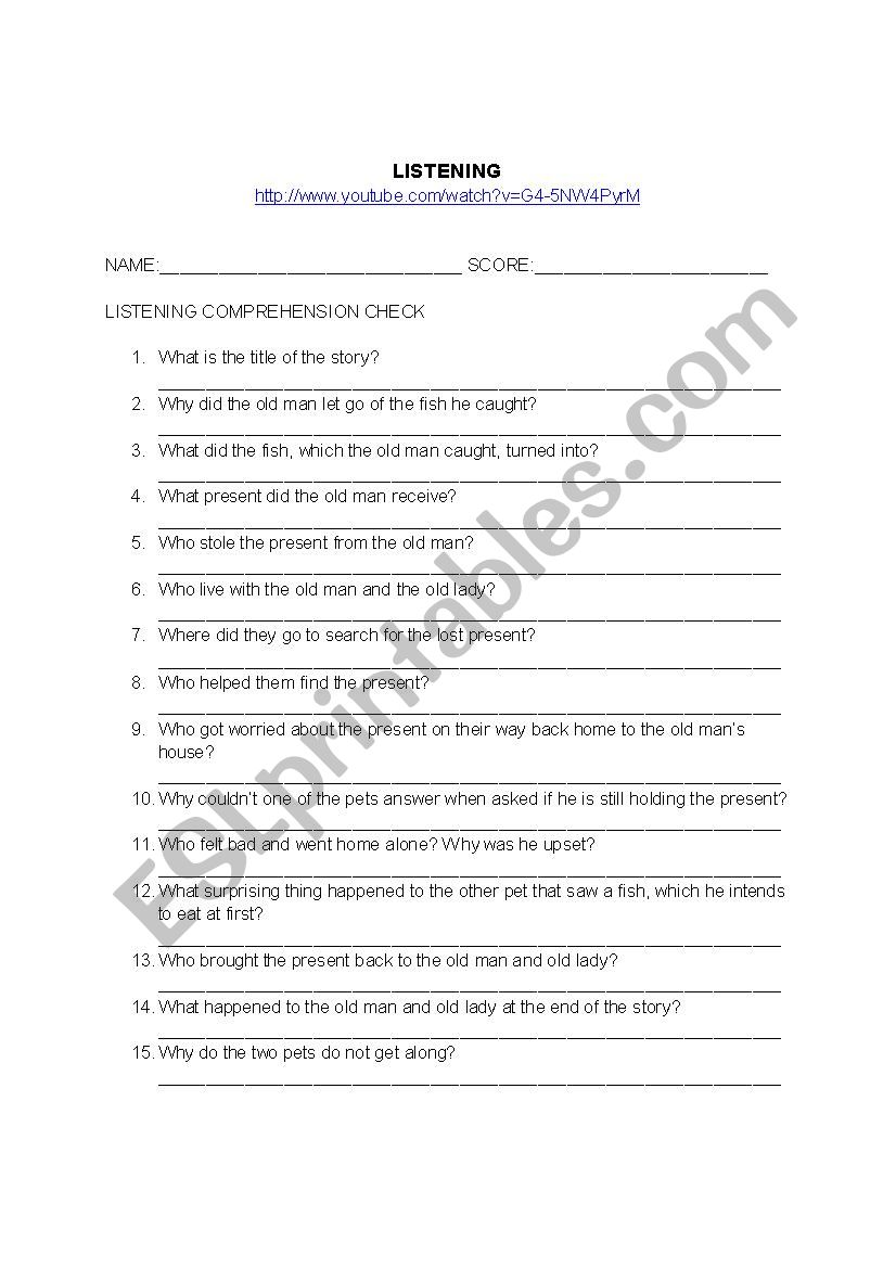 Listening exercise  worksheet