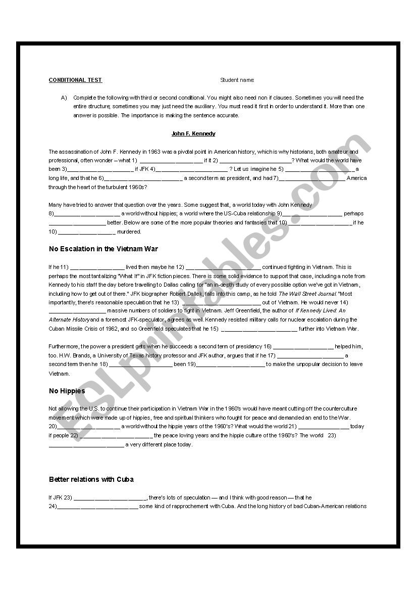 Conditional test: What if Kennedy hadnÂ´t been killed? 