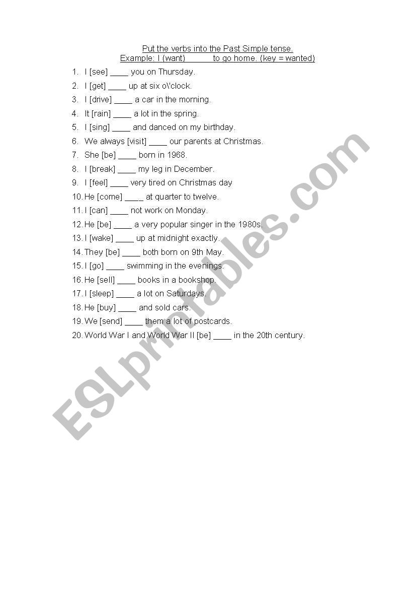 Past Simple worksheet