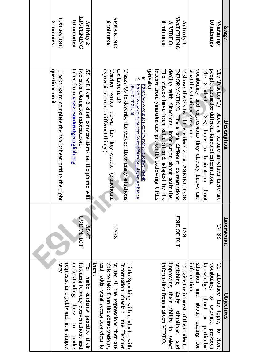 ASKING FOR INFO worksheet ASKING FOR INFO worksheet