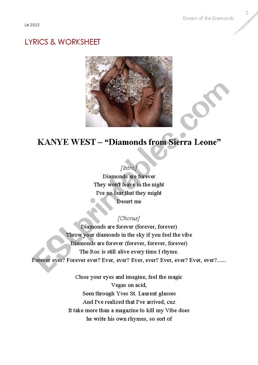 Kanye West - diamonds from Sierra Leone (grammar & language)