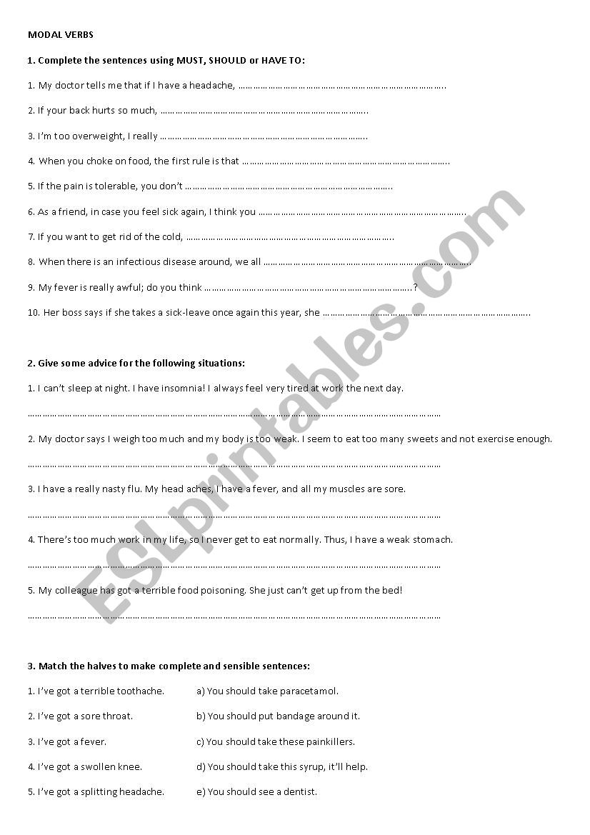Modals of Advice worksheet