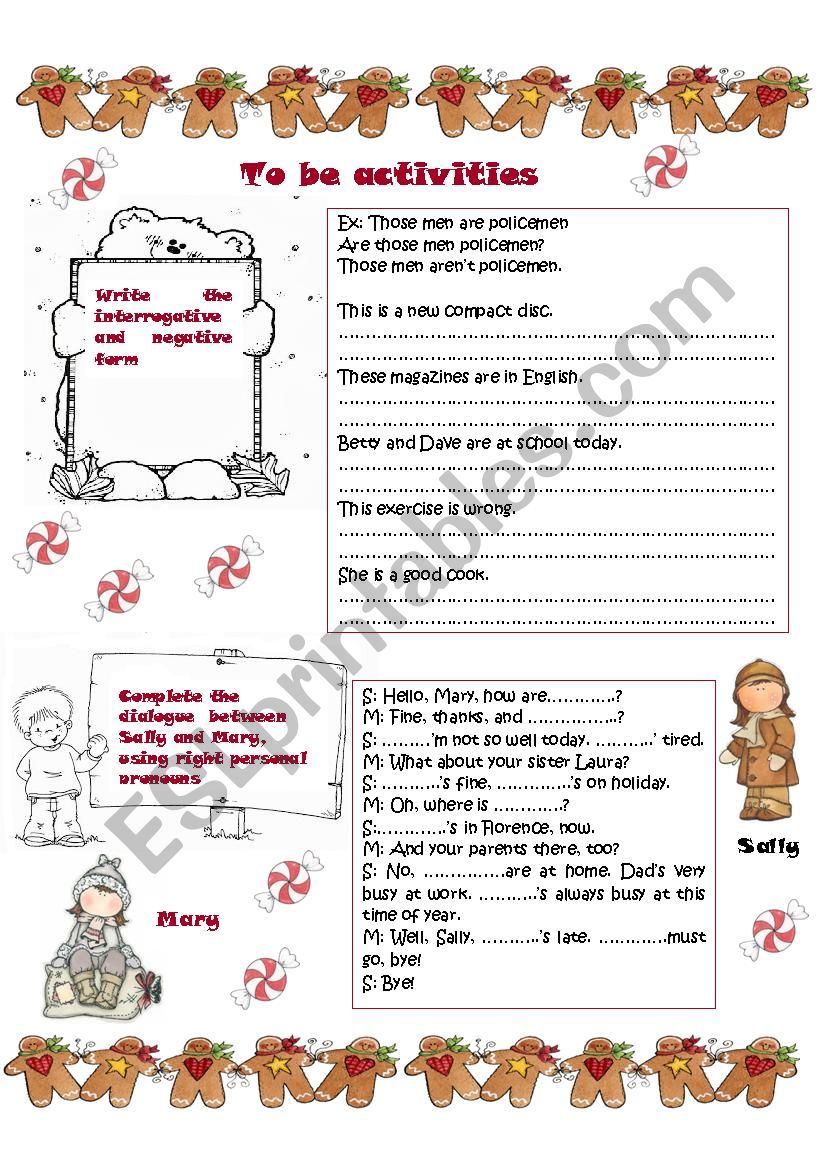 To be activities worksheet