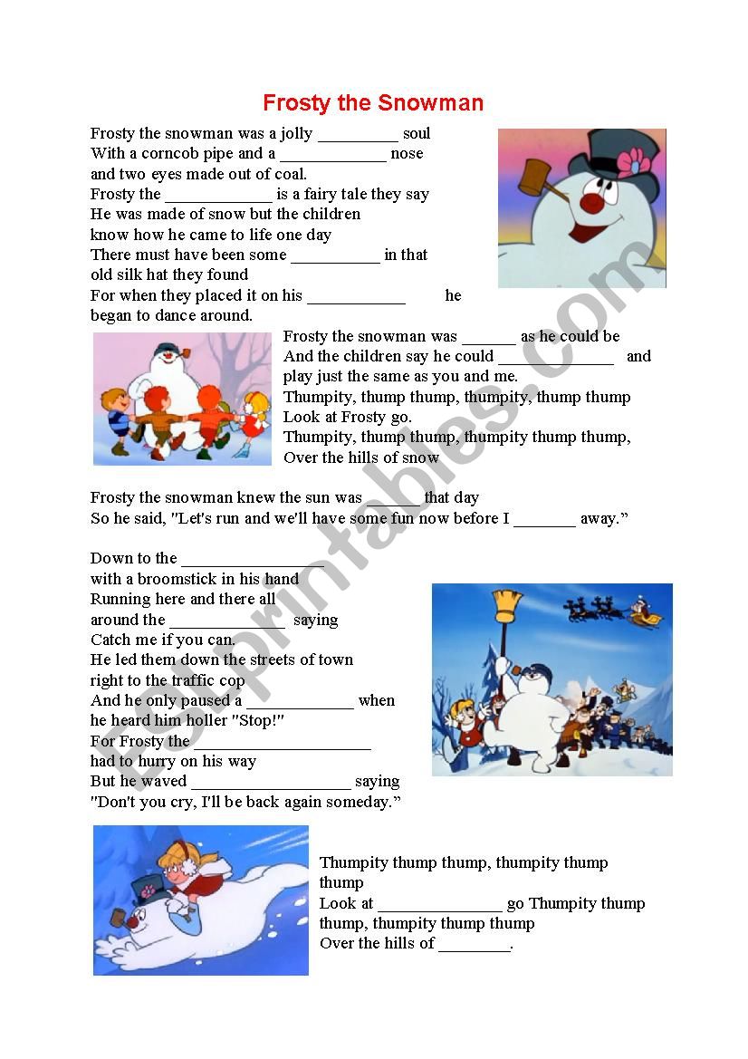 Frosty the Snowman worksheet
