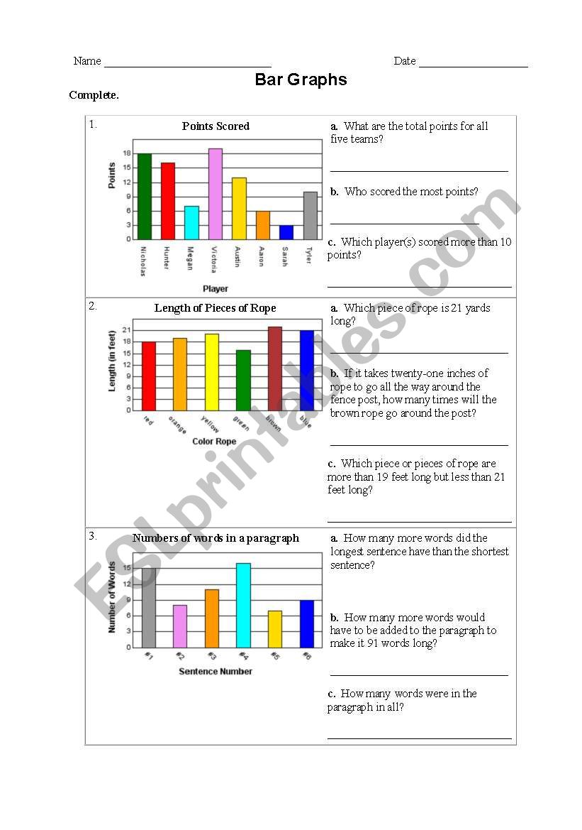 Bar Graphs worksheet