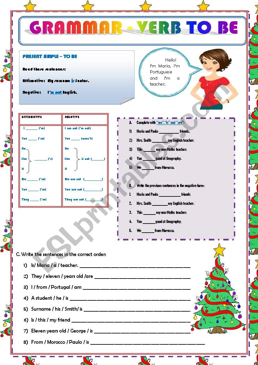 VERB TO BE - PRESENT SIMPLE - AFFIRMATIVE AND NEGATIVE