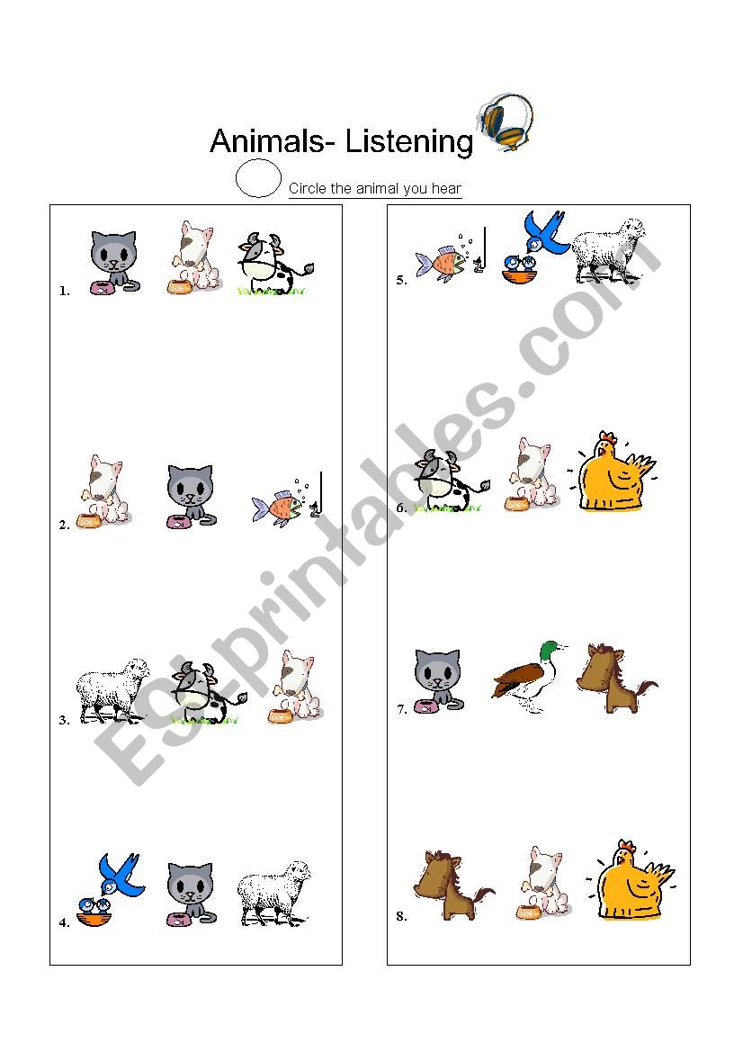 Animal listening worksheet