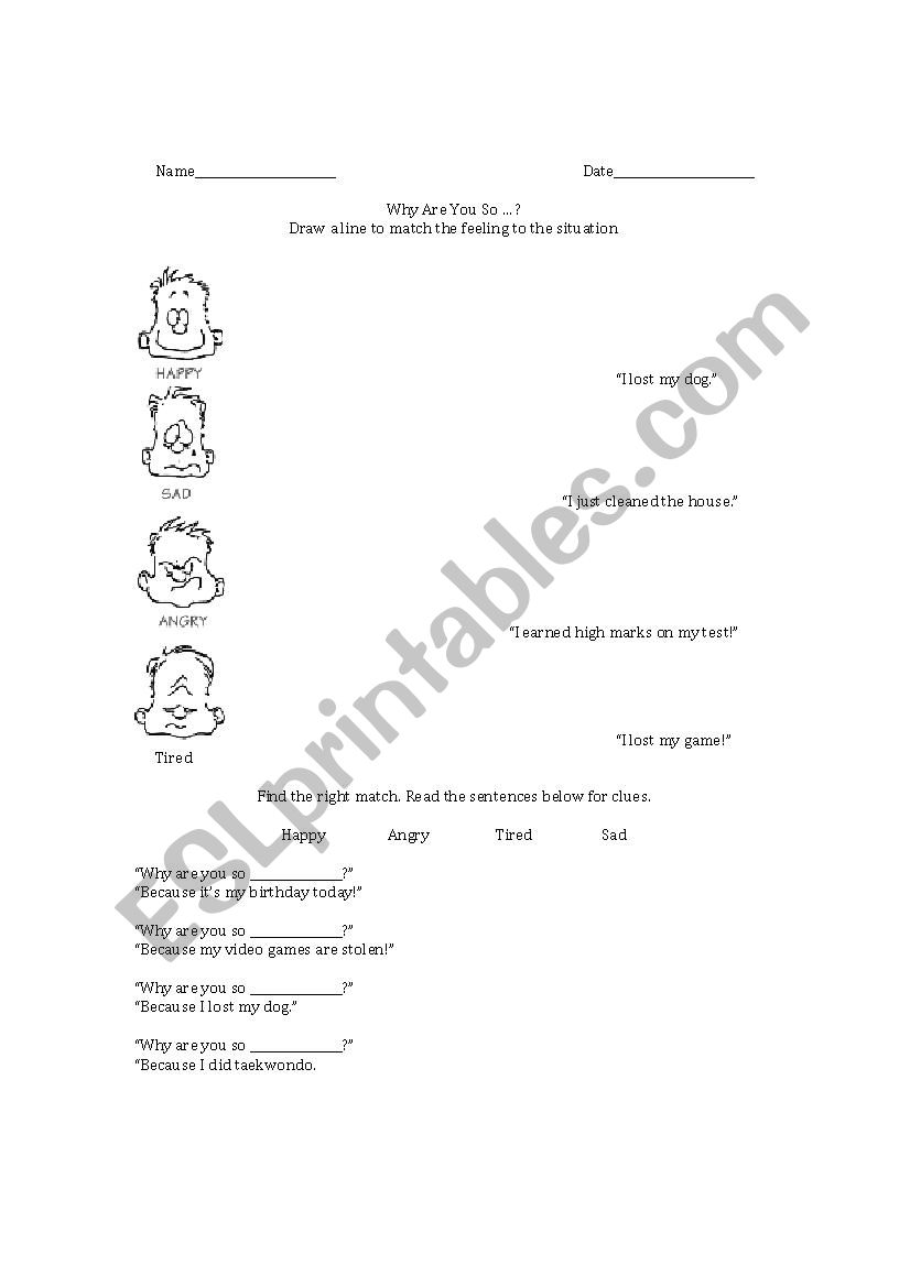 feelings worksheet