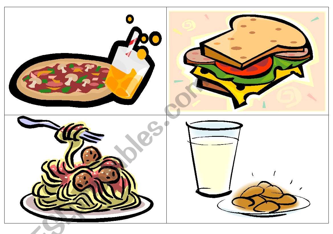 Dinner flash-cards worksheet