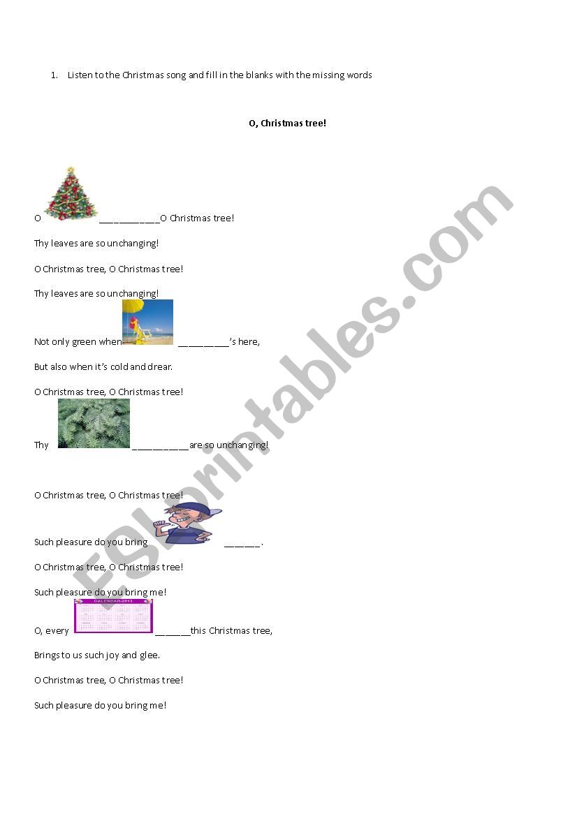 O, Christmas tree! worksheet