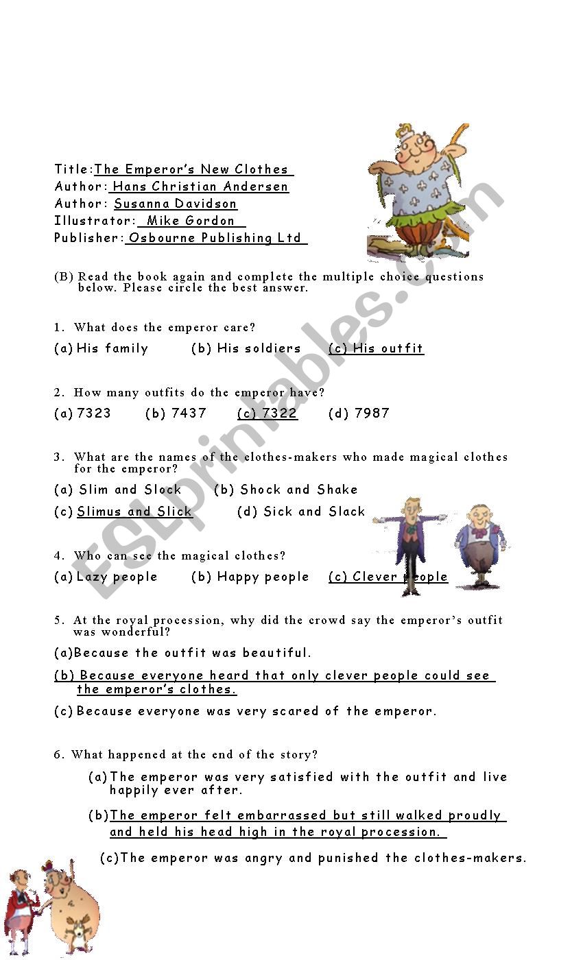 The Emperors New Clothes worksheet