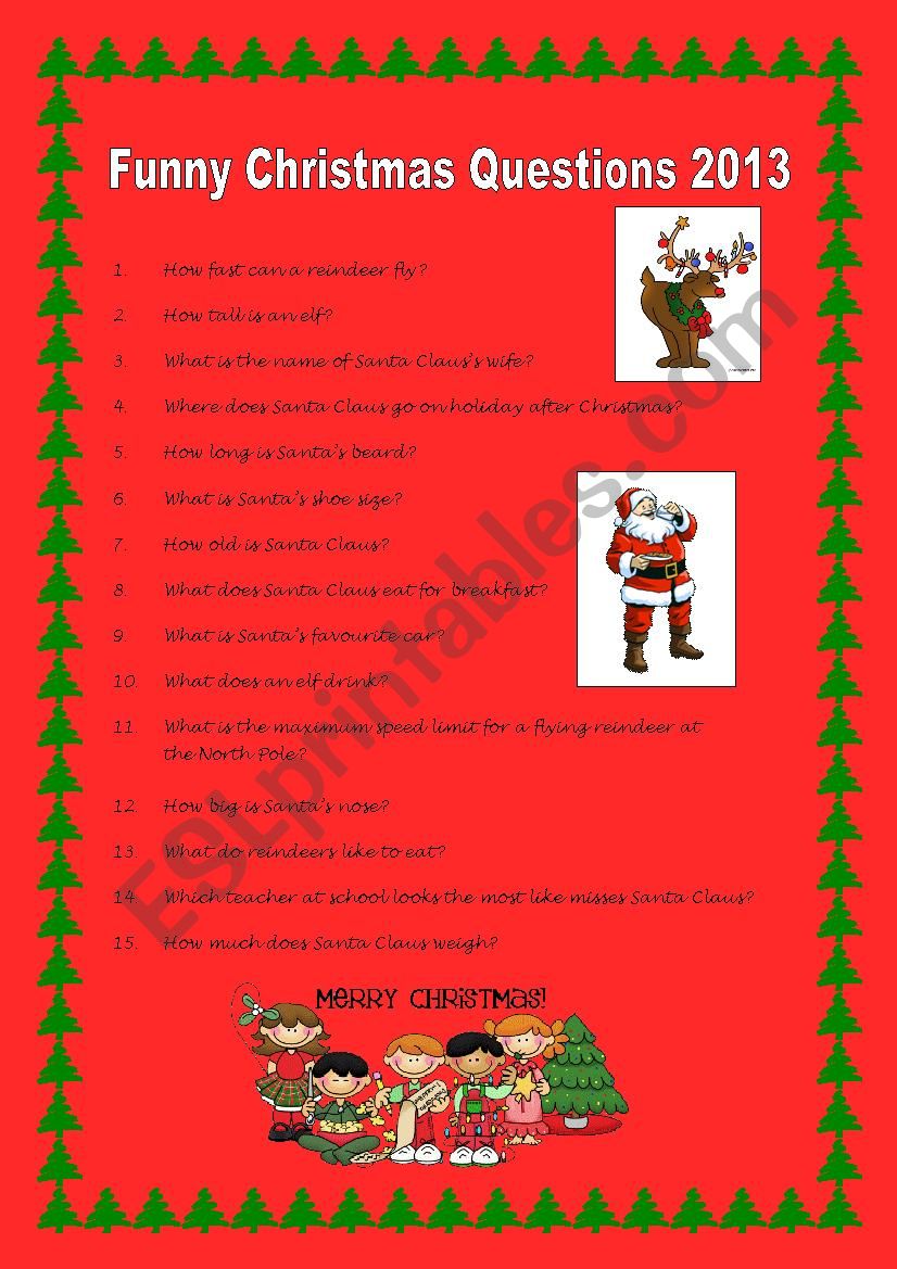 Funny Christmas Questions worksheet