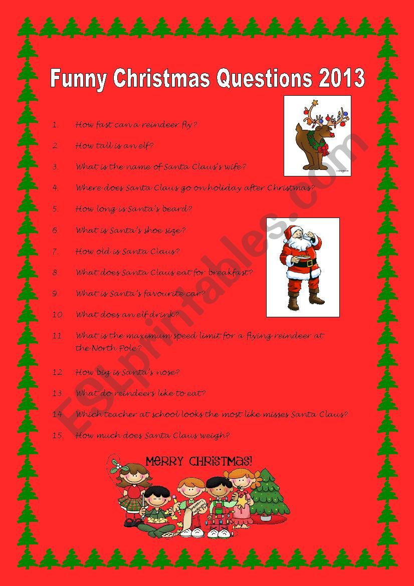 Funny Christmas Questions worksheet