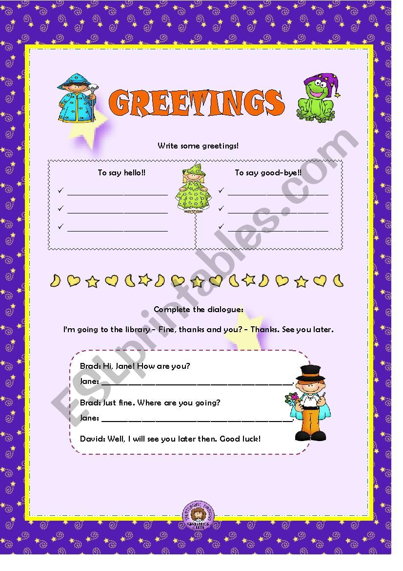 Greetings worksheet