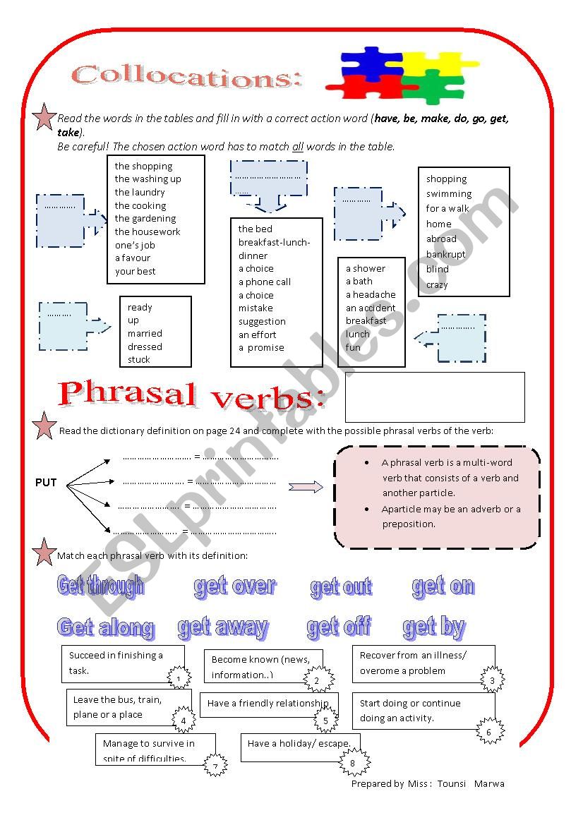 examples of collocations and phrasal verbs 