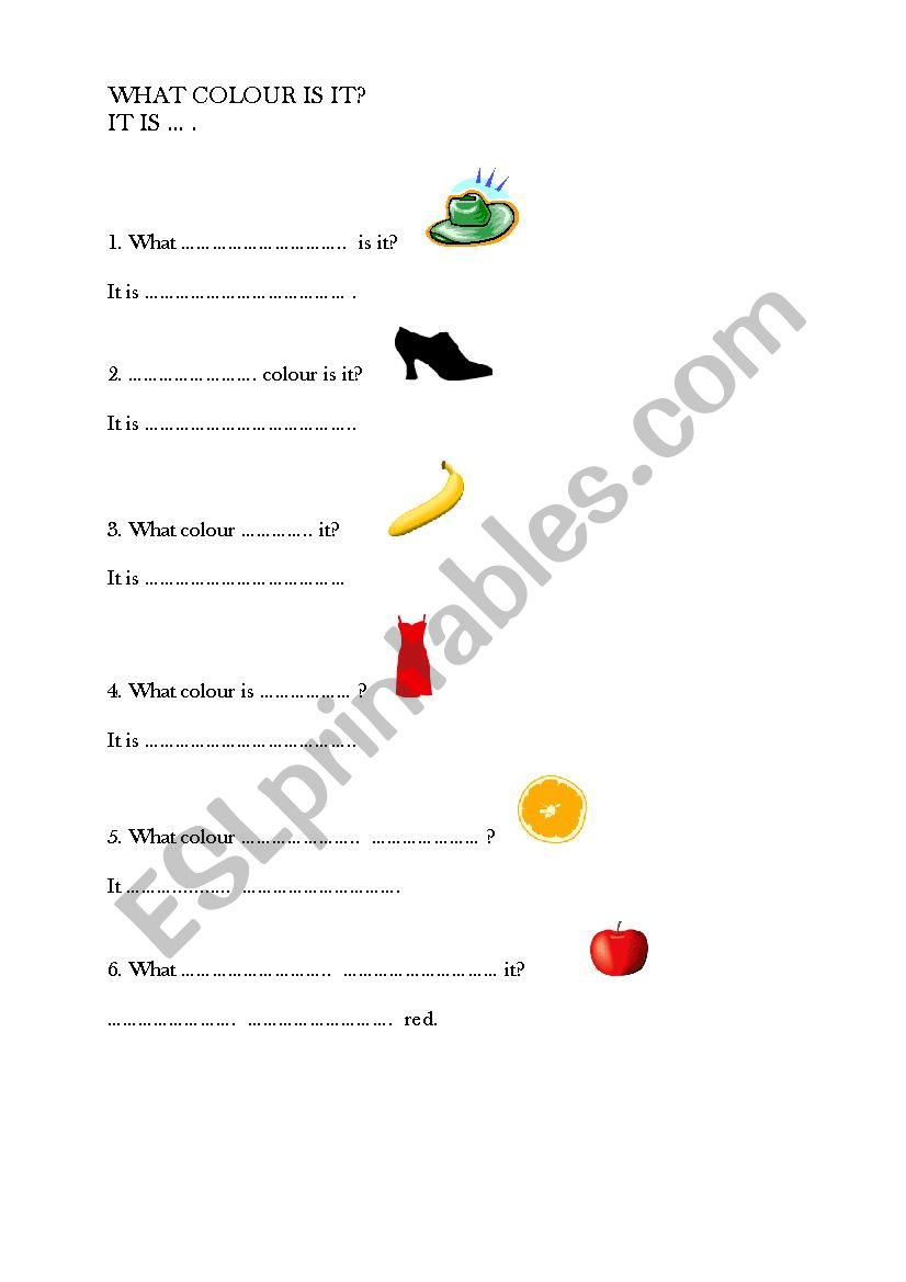 colours worksheet