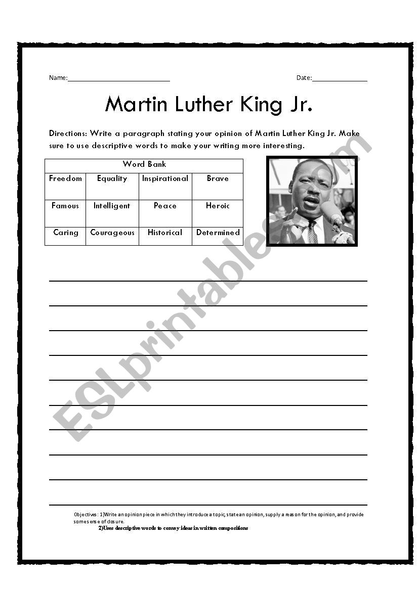 Martin Luther King Jr. Writing Prompt