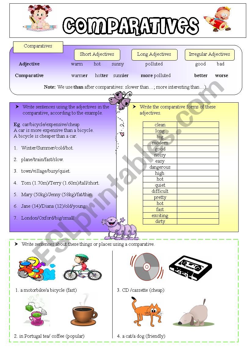 Adjectives-comparatives worksheet