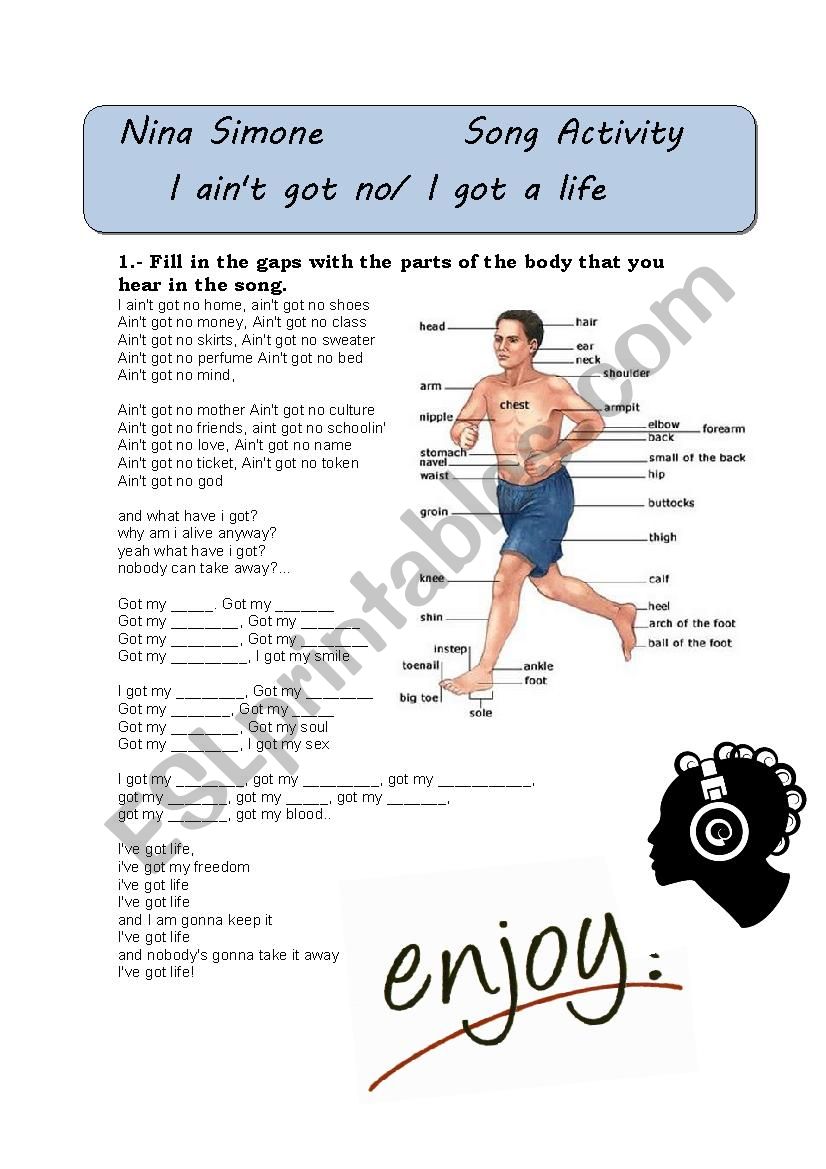 Parts of the Body Song activity