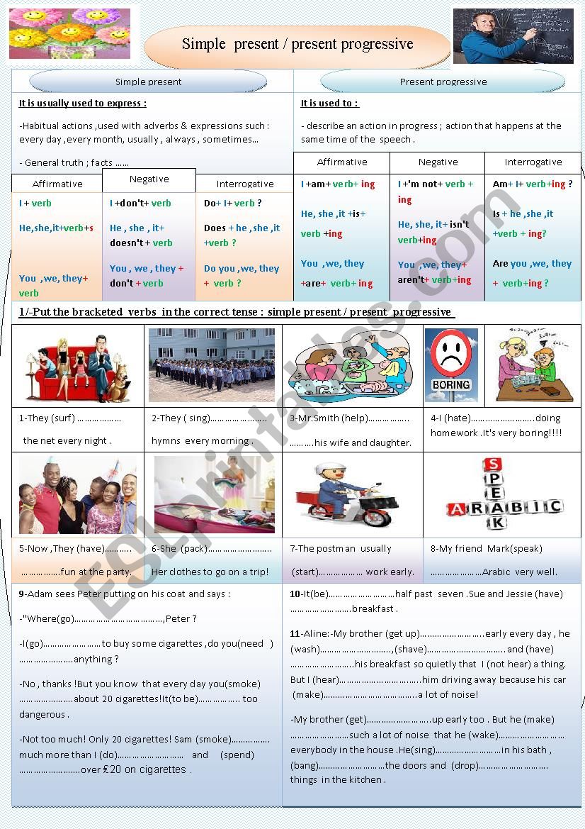 whats happening ? 7th f :Simple  present / present progressive