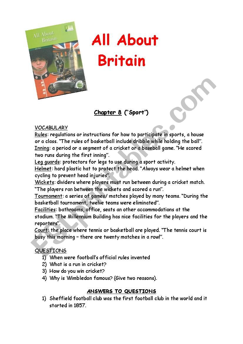 All About Britain exercises chapter 8