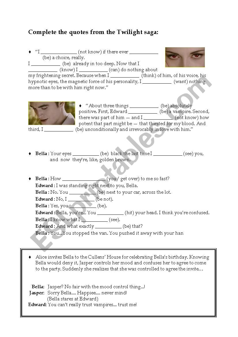 IPAST SIMPLE irregular verbs - Twilight series