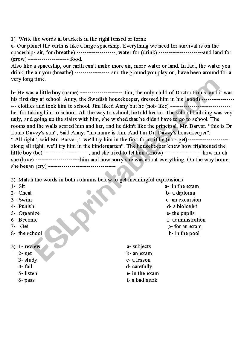 9th form revision 2nd term worksheet