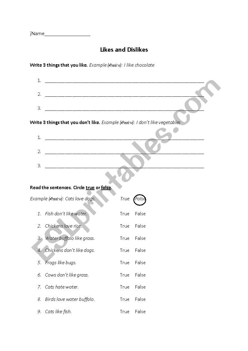 Expressions of Like and Dislike