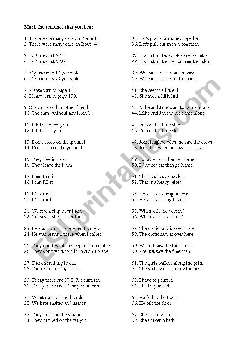 pair sentences worksheet