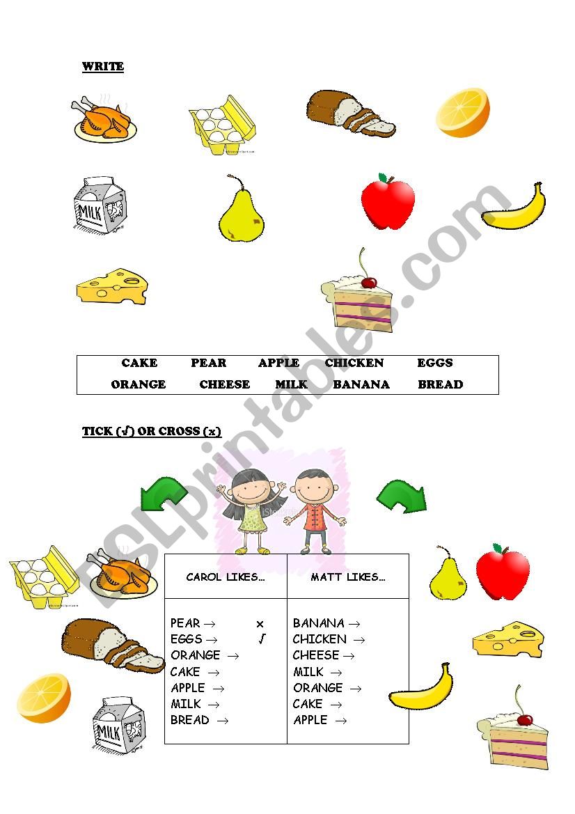 Food worksheet