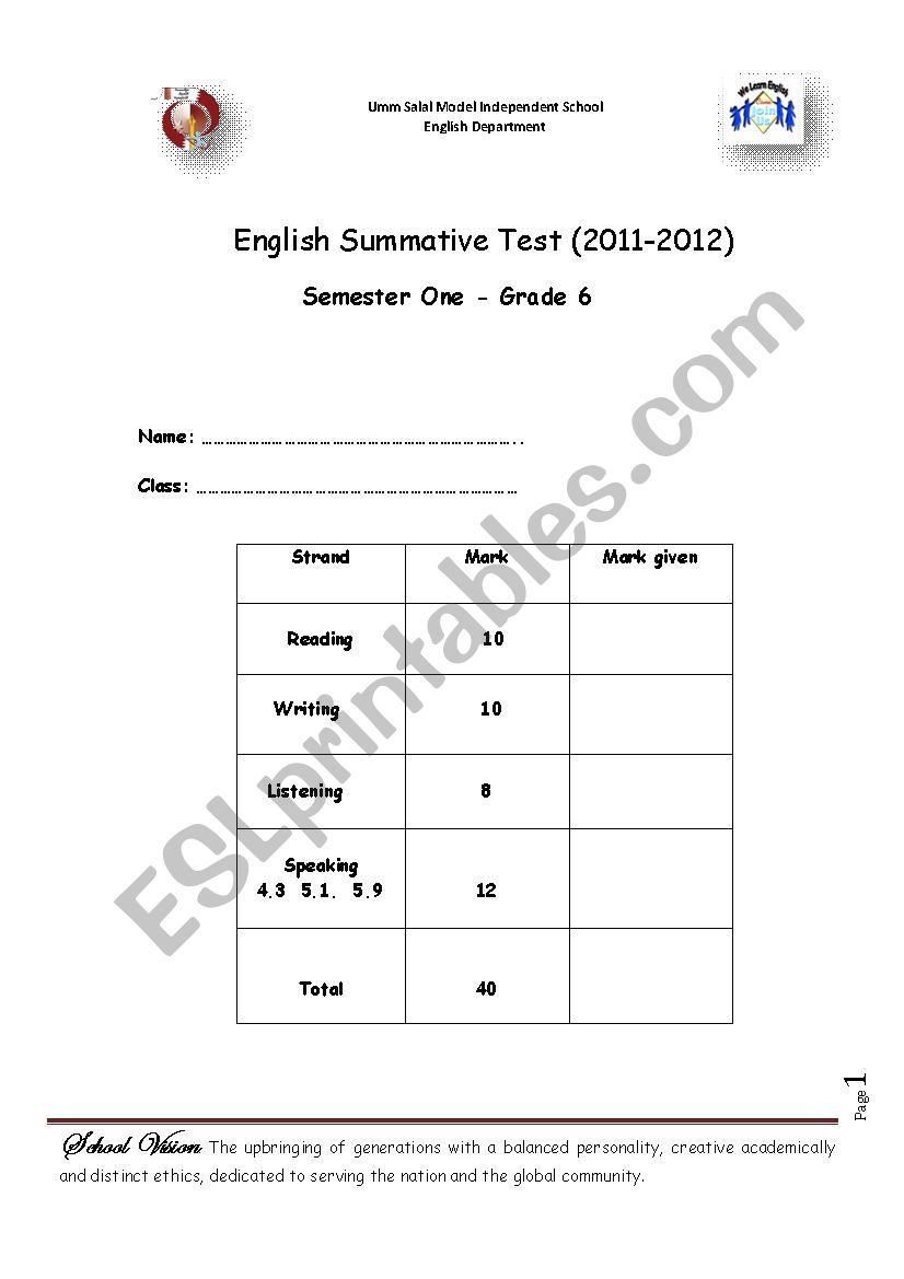Report two worksheet