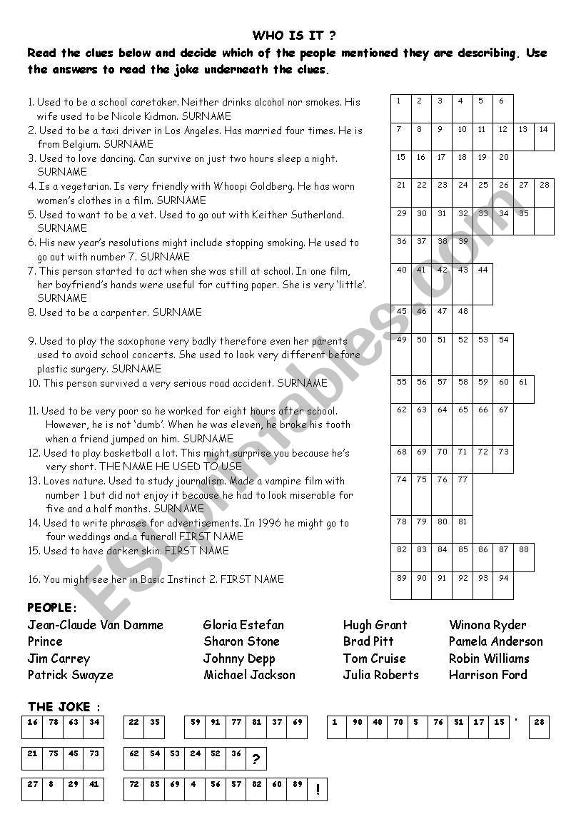 Who is it? game worksheet