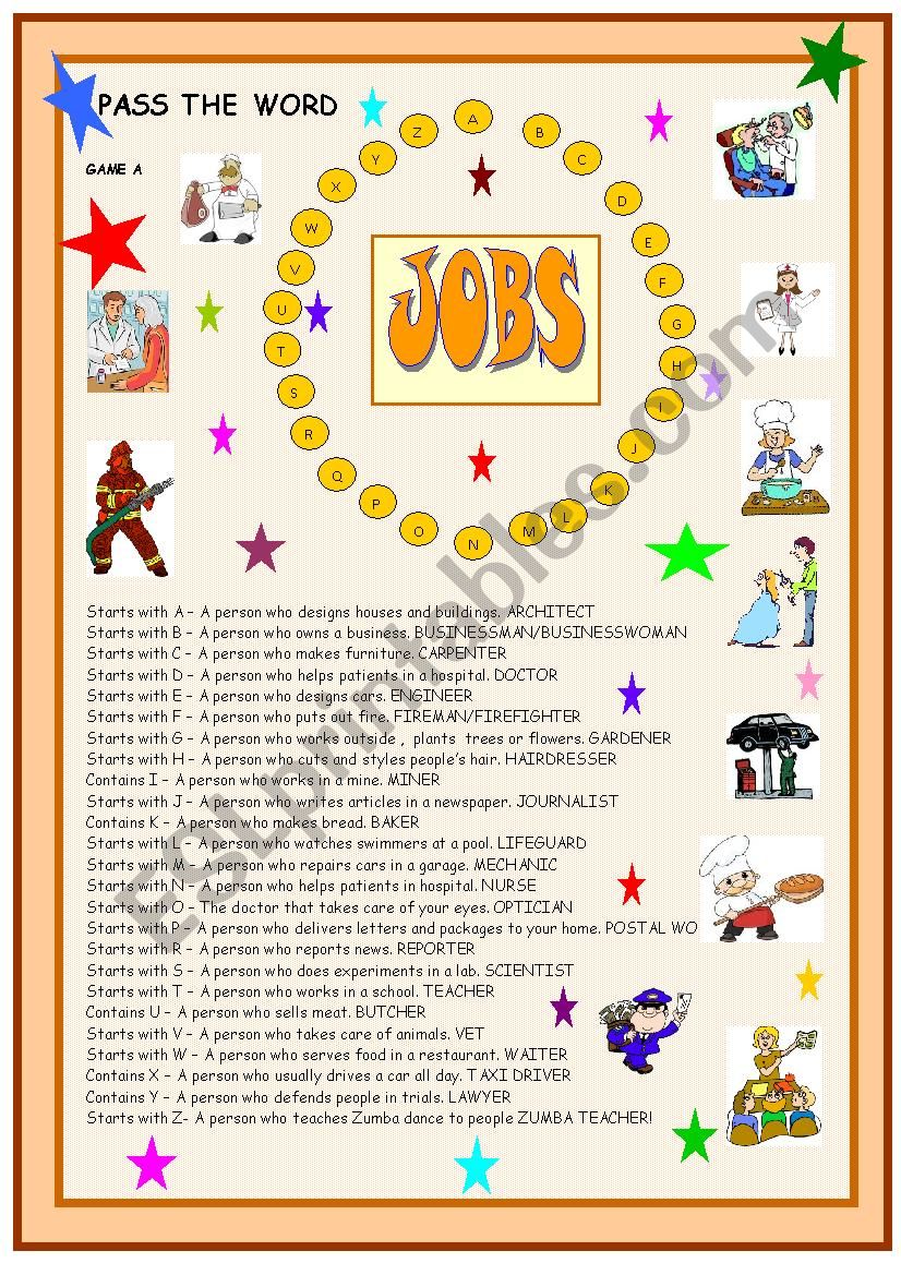 Jobs and occopations :Pass the word