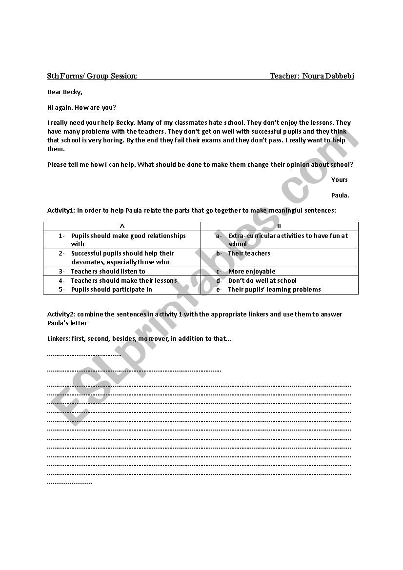 8th forms writing worksheet worksheet
