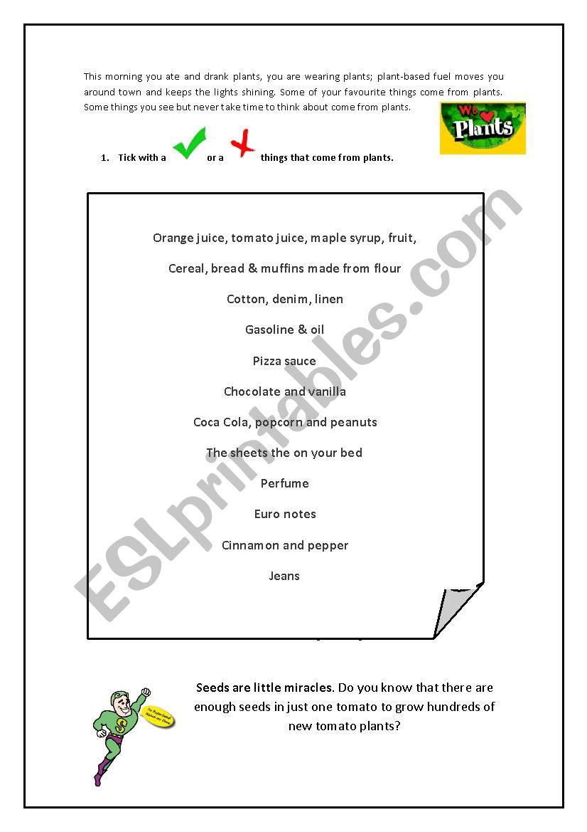 We love plants worksheet