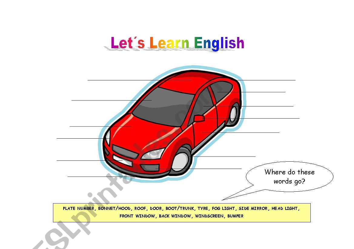 The Car worksheet