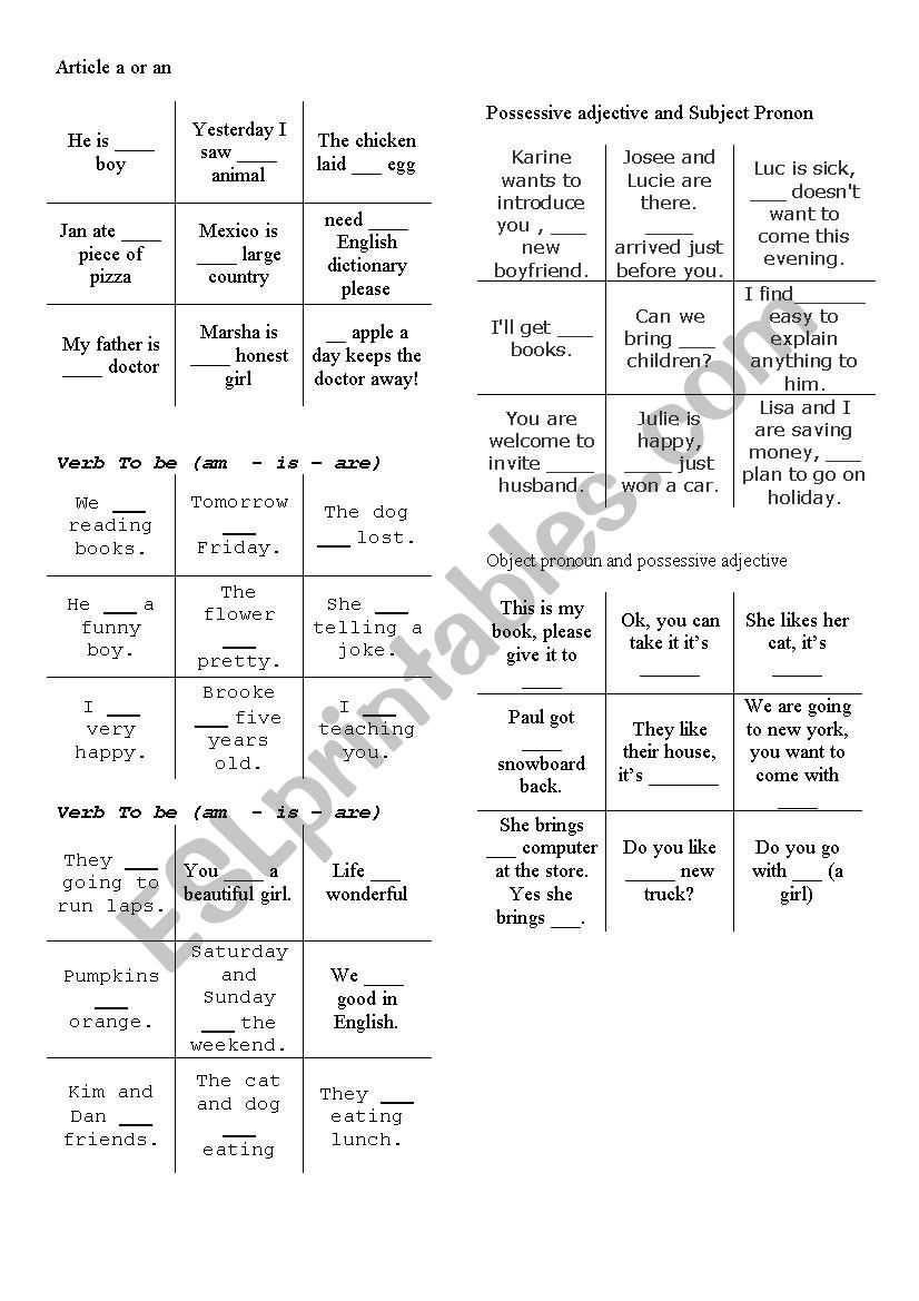 Tic Tac Toe Revision worksheet