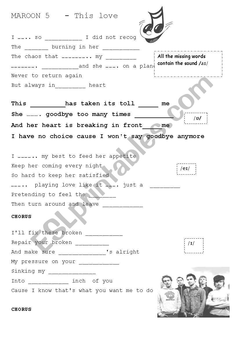 Marron 5 - This love worksheet