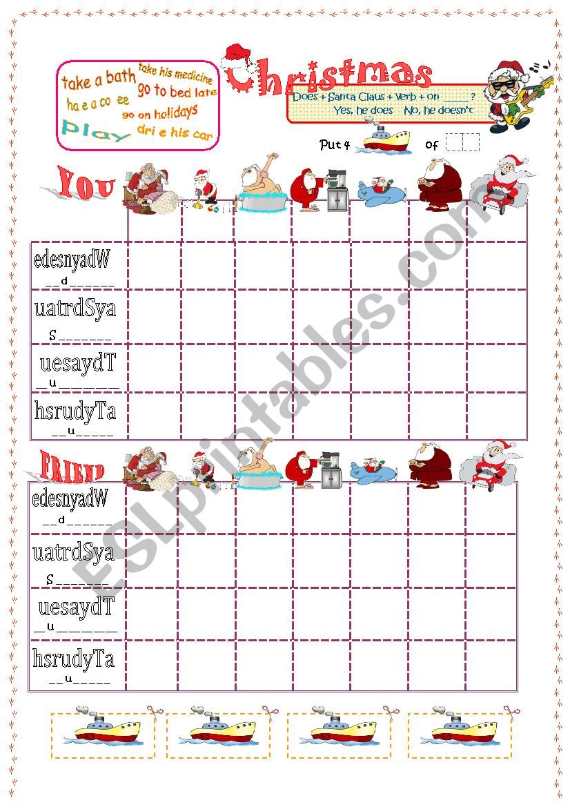 battleship Christmas Santas routines