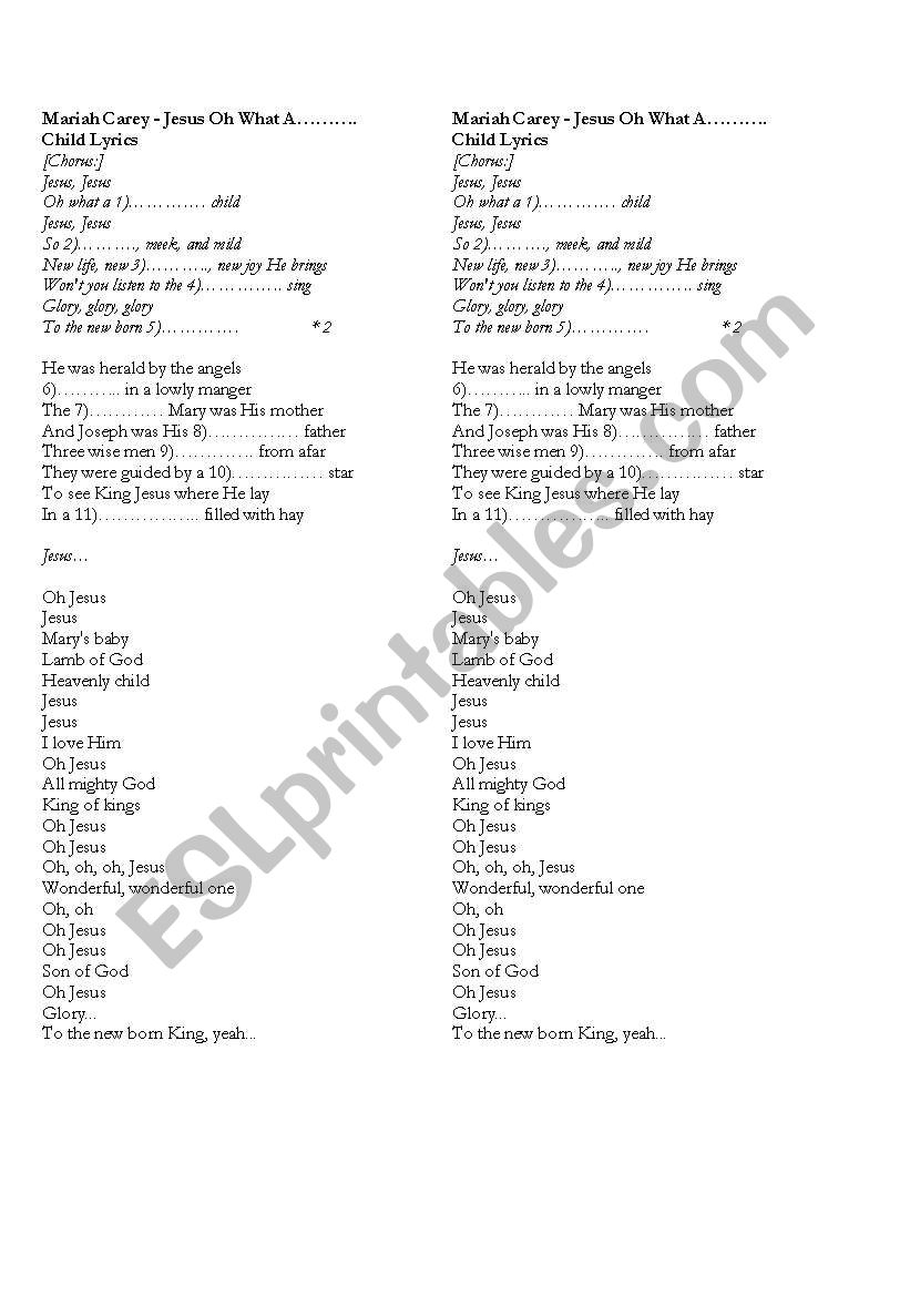 Christmas song worksheet