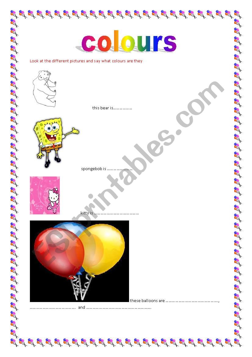colours worksheet