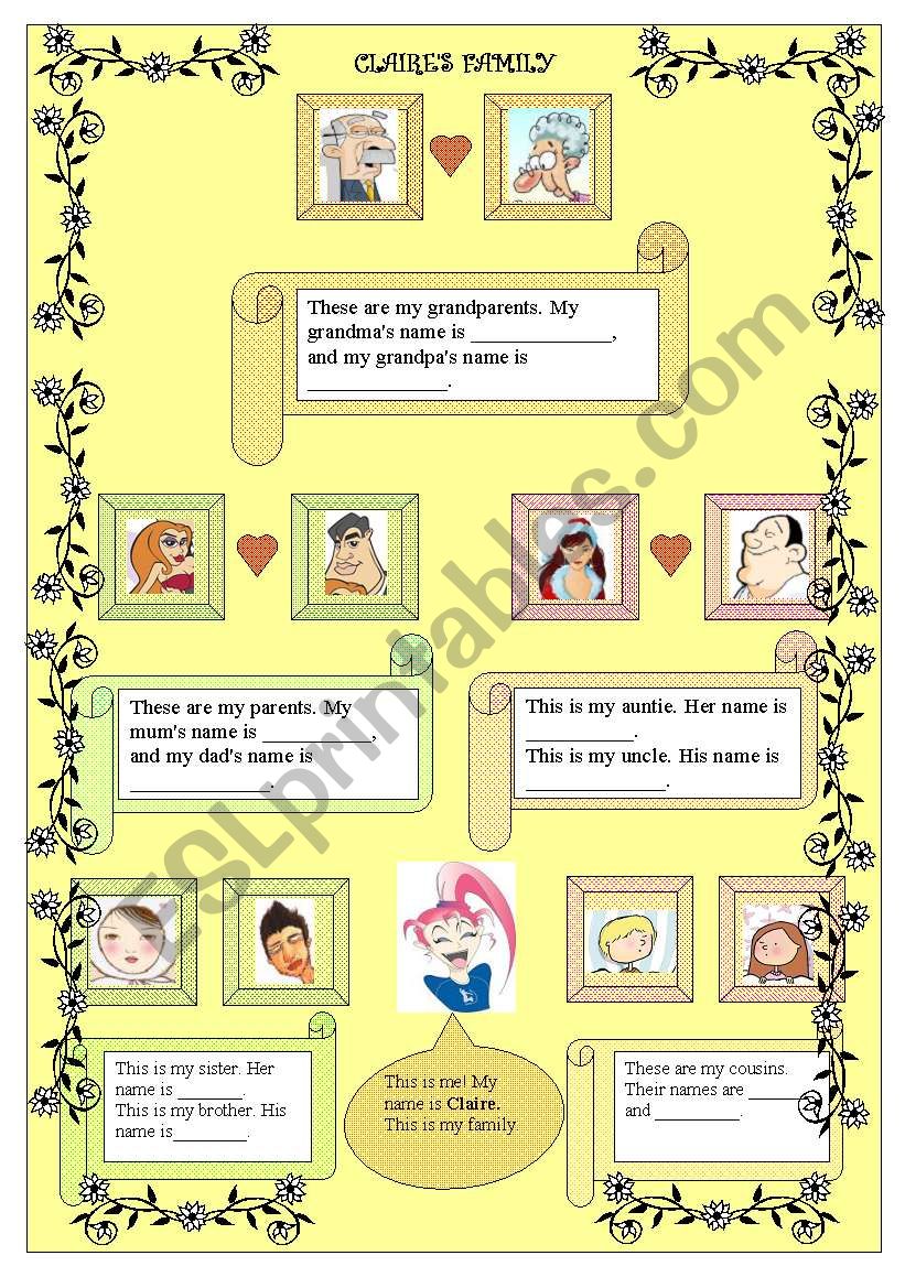 CLAIRES FAMILY TREE worksheet