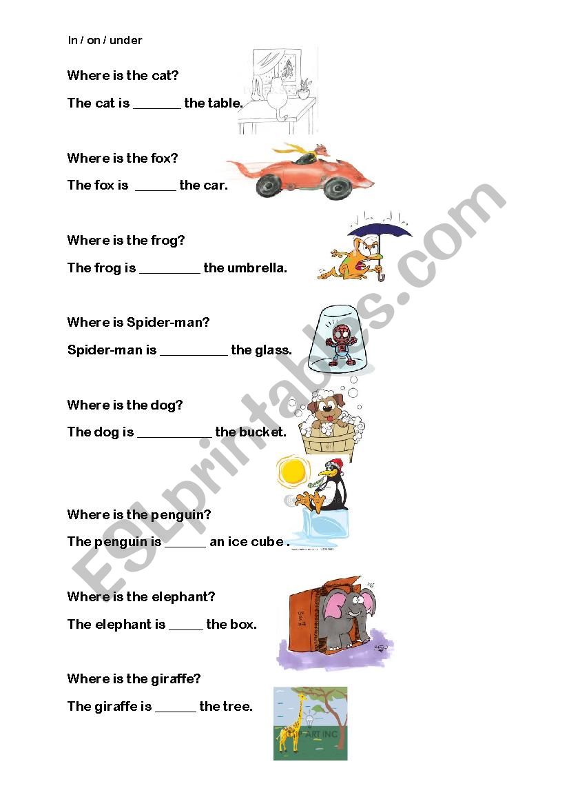 Prepositions  worksheet