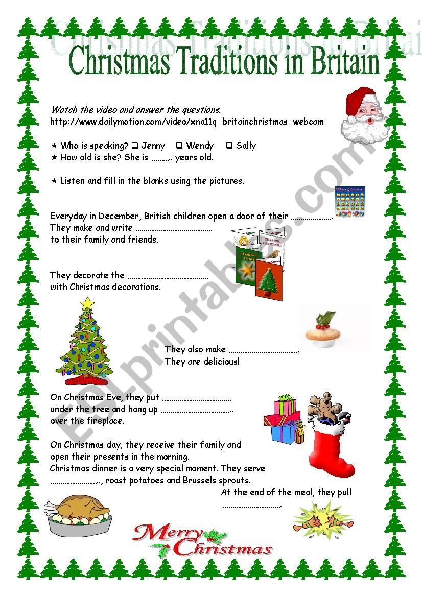 My Holiday Tradition Worksheet