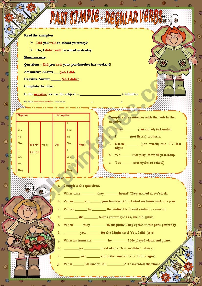 PAST SIMPLE - REGULAR VERBS - RULES AND EXERCISES