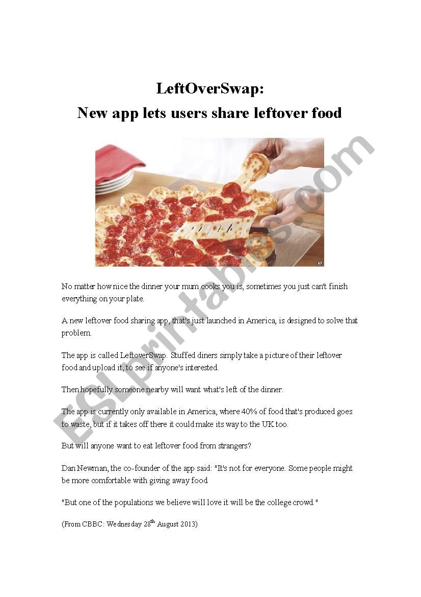 LeftOverSwap worksheet