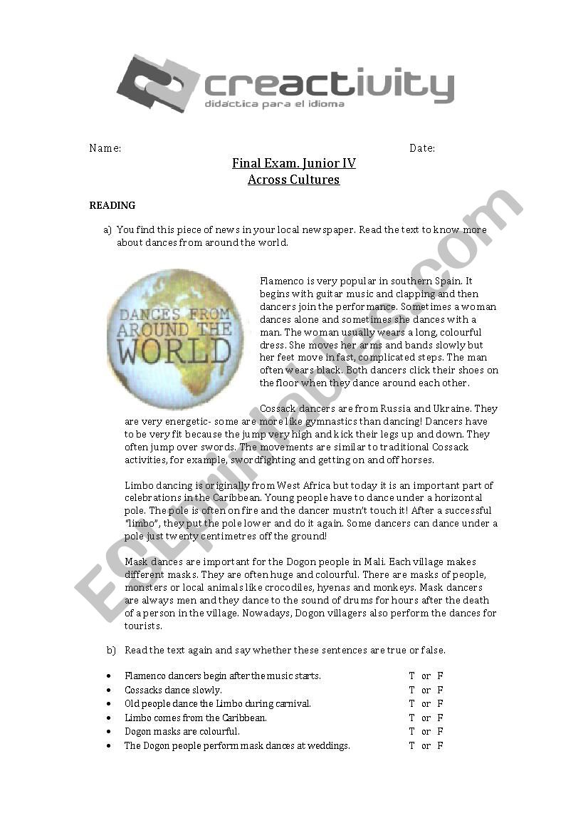 Final exam Upper-elementary worksheet