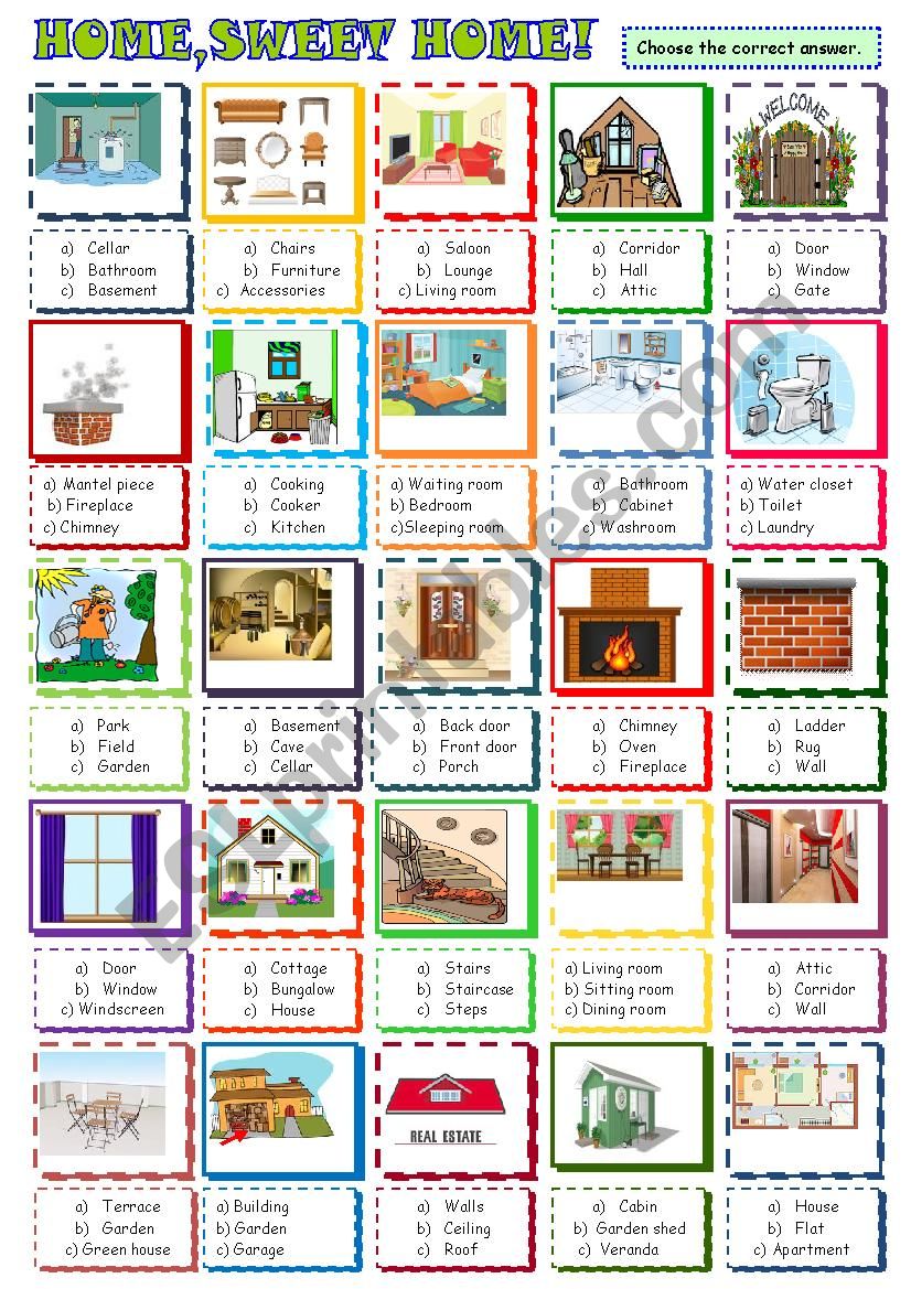 Home, sweet home! :multiple choice activity 