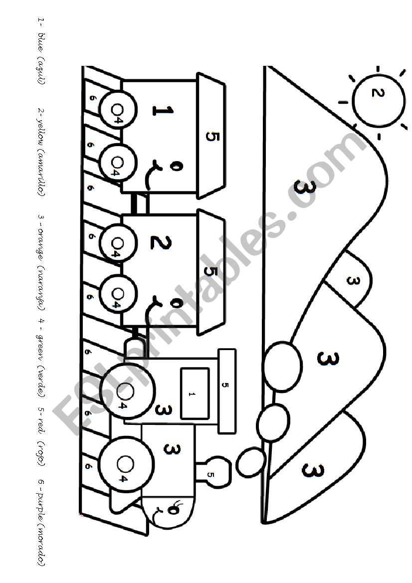 Numbers and colours worksheet